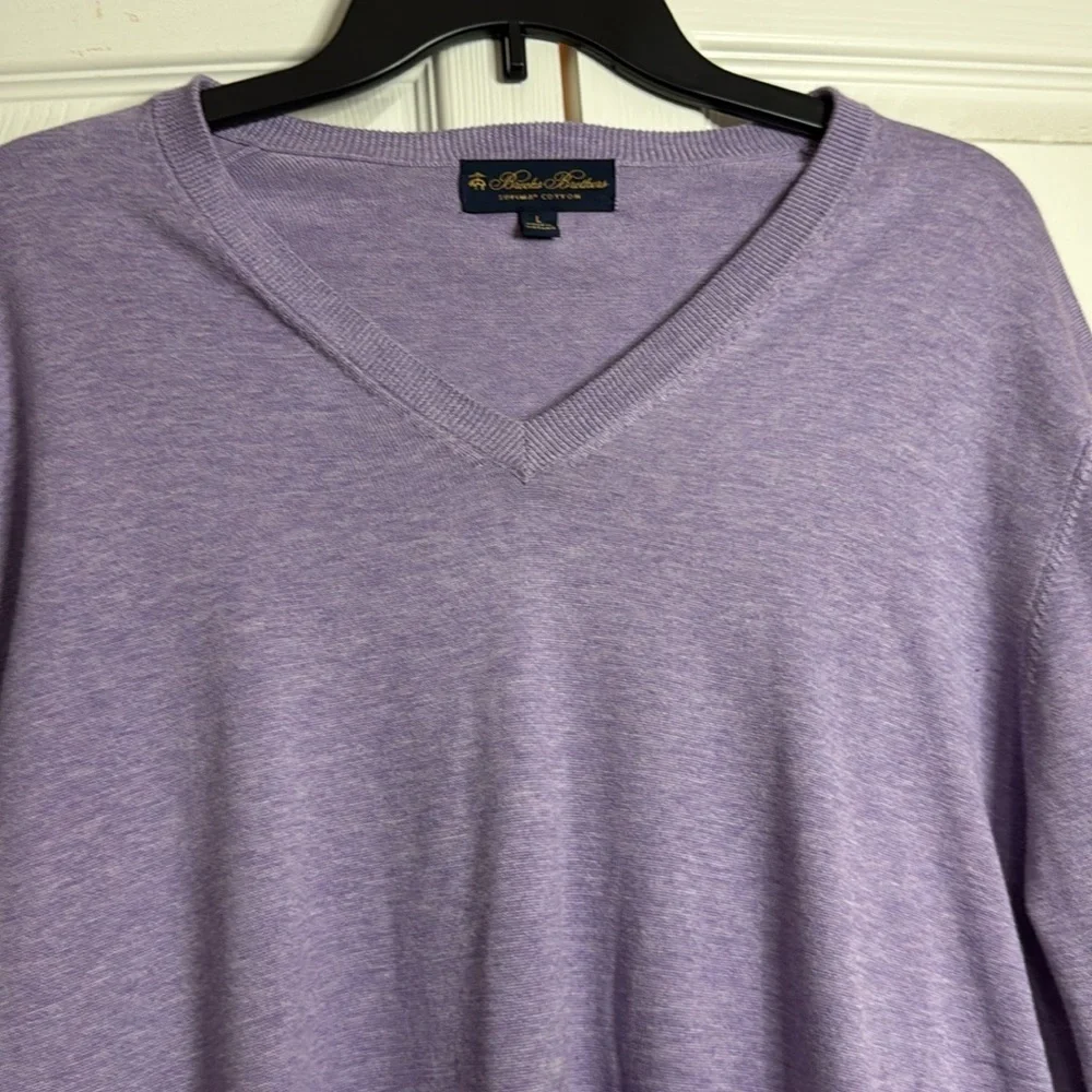 Men’s Brooks Brothers Lavender V-Neck Cotton Sweater size L